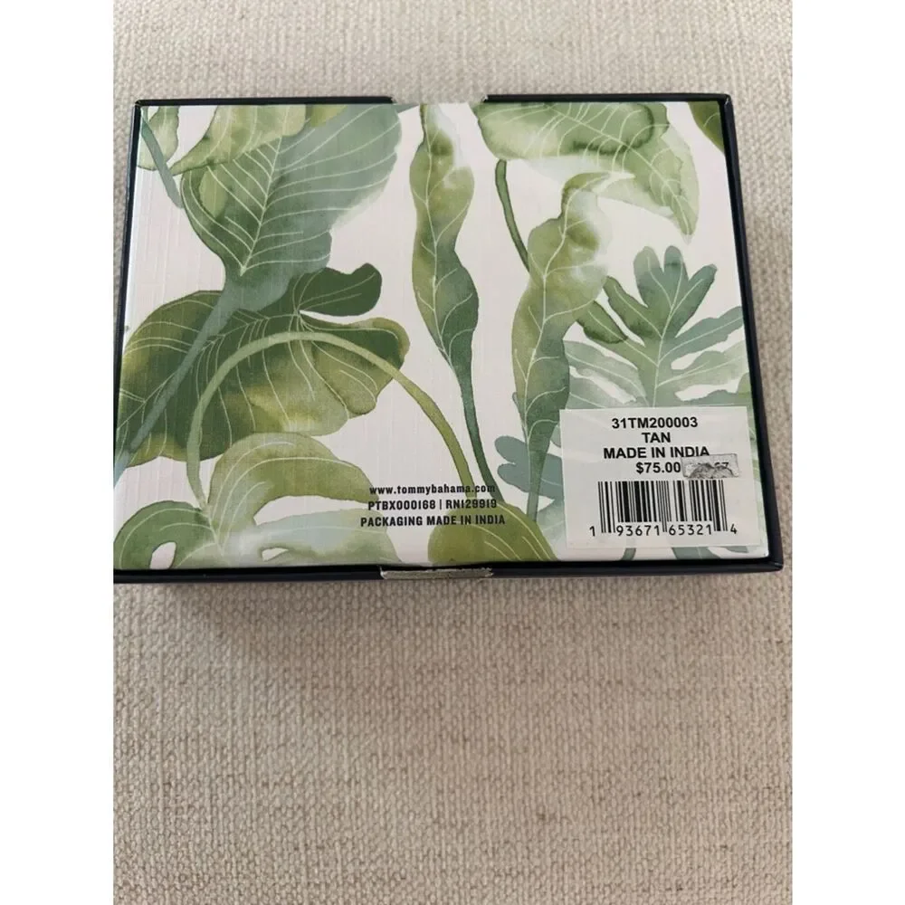 Tommy Bahama leather credit card holder lace details with gift box, Brown, NWT